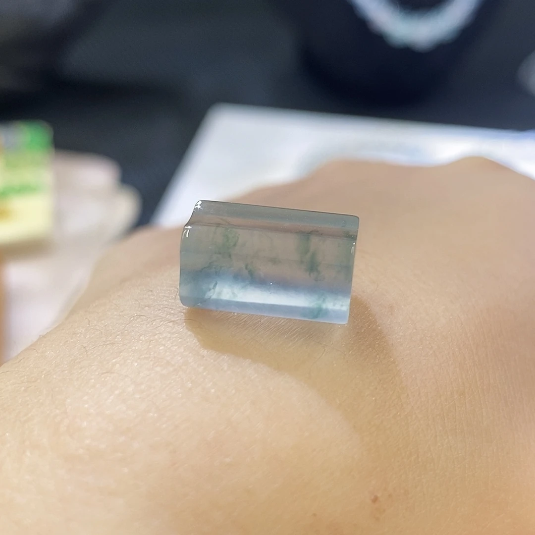 翡翠未镶嵌挂件蓝刚飘花卡15/9.5/8