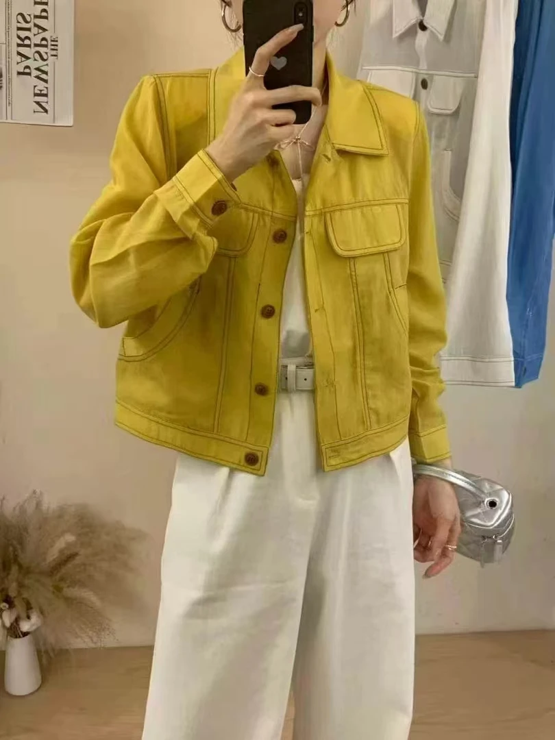 夏季新款复古短款休闲百搭长袖宽松显防晒外套-117