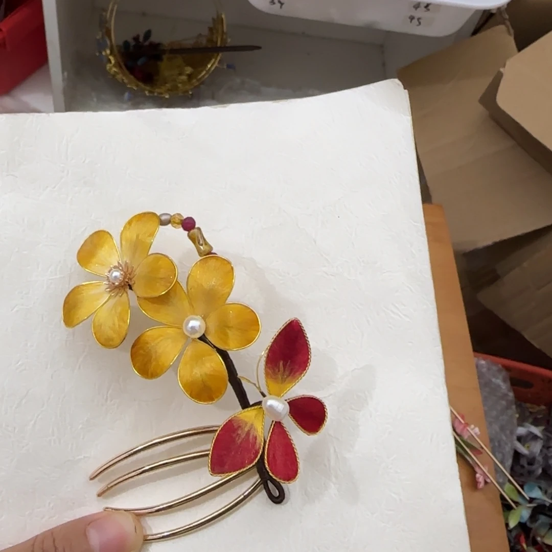 仿珍珠合金绒花现货