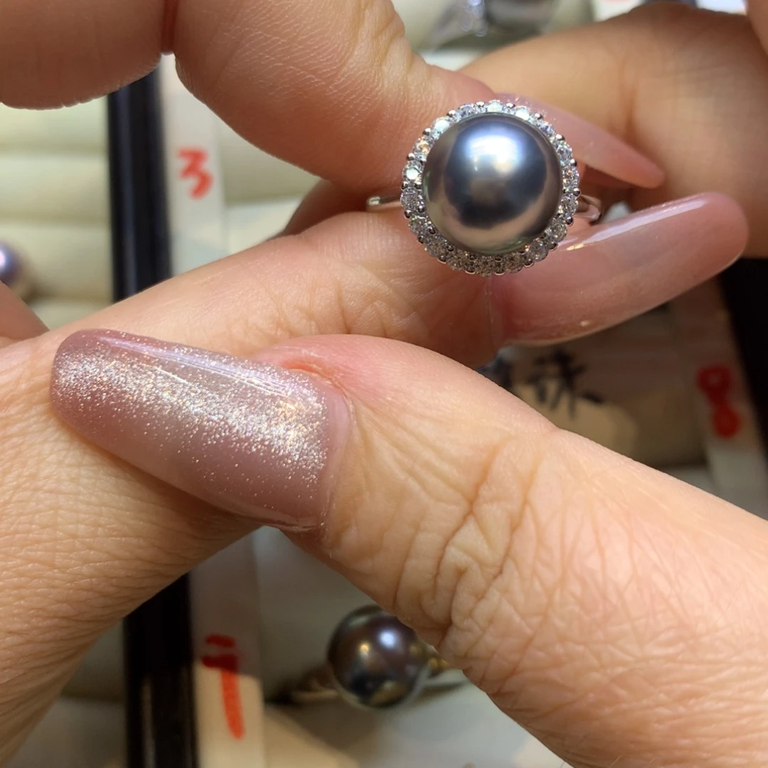 银S925镶嵌戒指海水珍珠