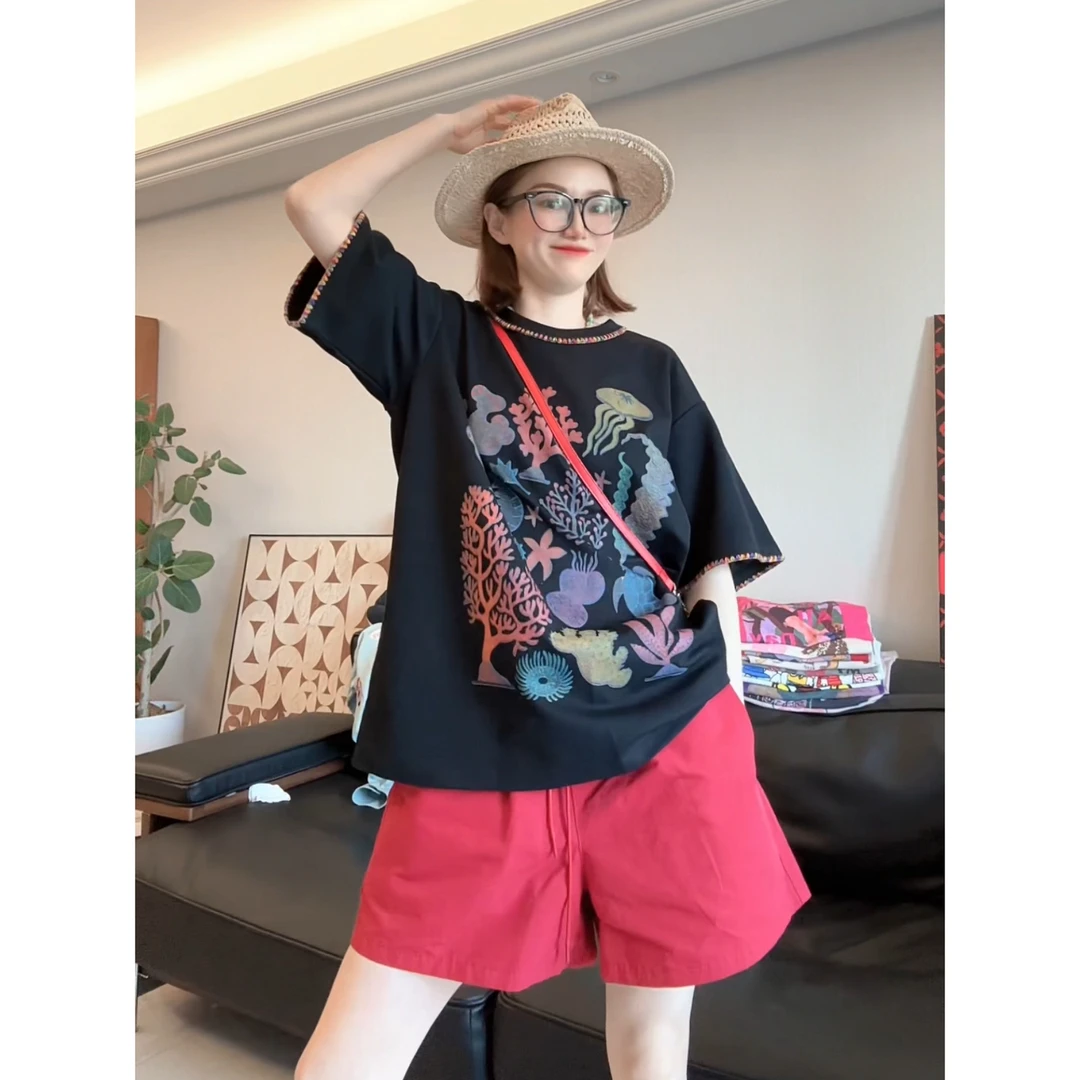 【Z.D.C】海底世界彩色涂鸦短袖T恤/宽松百搭减龄