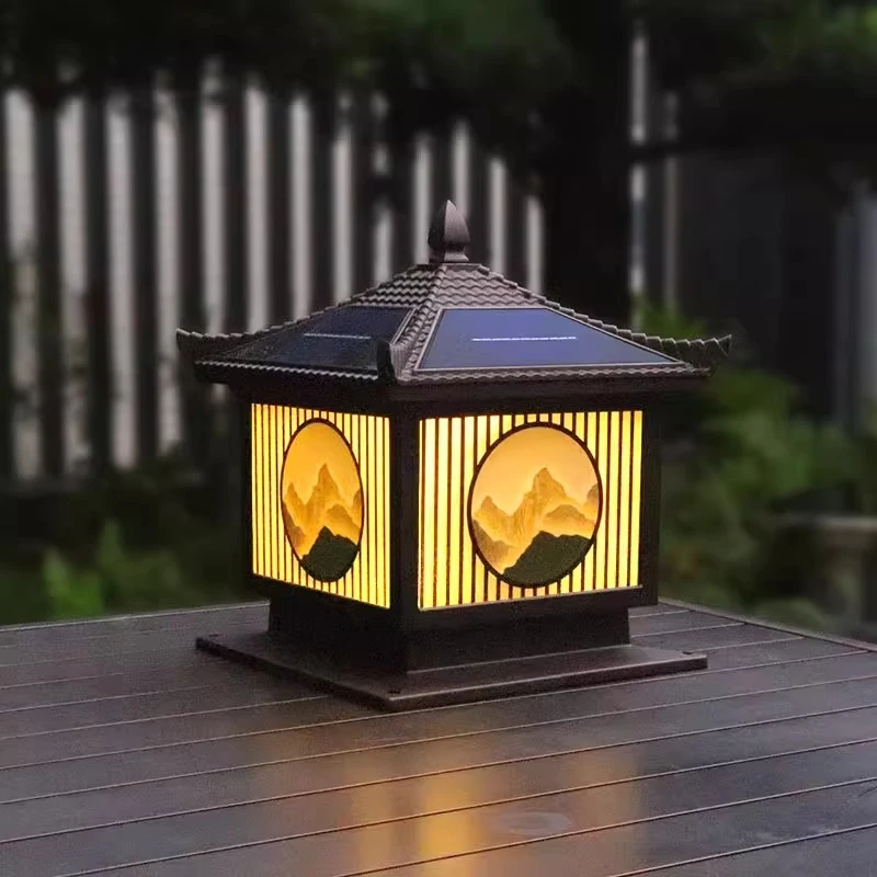 太阳能灯户外灯庭院灯大门柱头灯室外围墙灯防水门柱灯别墅柱子灯