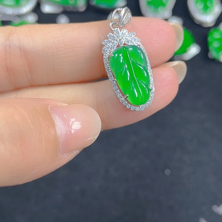 翡翠银S925镶嵌吊坠(不含链)