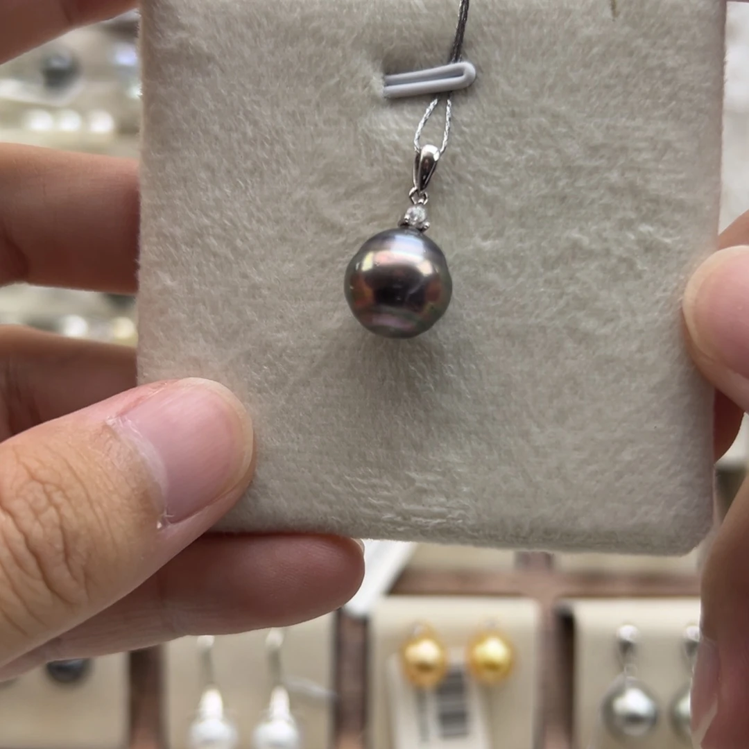 银S925镶嵌吊坠(不含链)海水珍珠12mm大溪地灵动戴妃