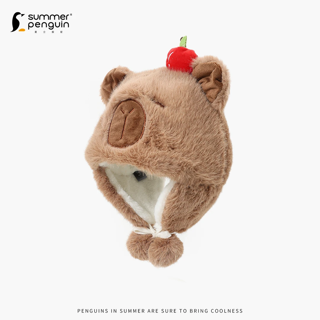 SUMMER PENGUIN卡皮巴拉保暖护耳帽子户外滑雪雷锋帽骑车飞行员帽