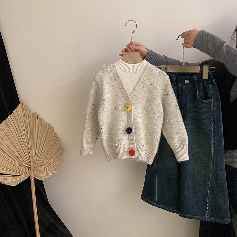 【安安家】女童韩版秋冬2025百搭洋气新款针织假两件上衣潮Z-KYM11