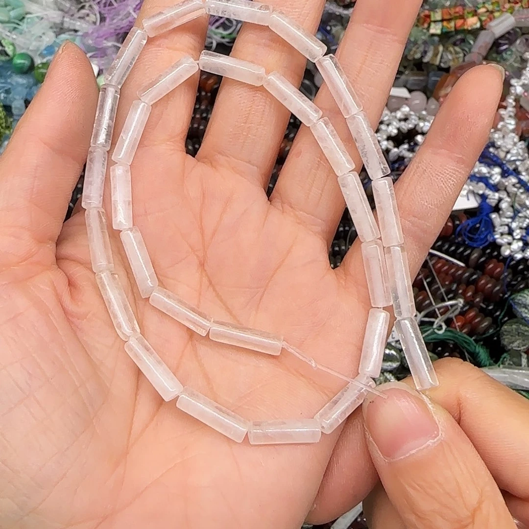 玛瑙/玉髓合金珠宝半成品白水晶4-13mm一条