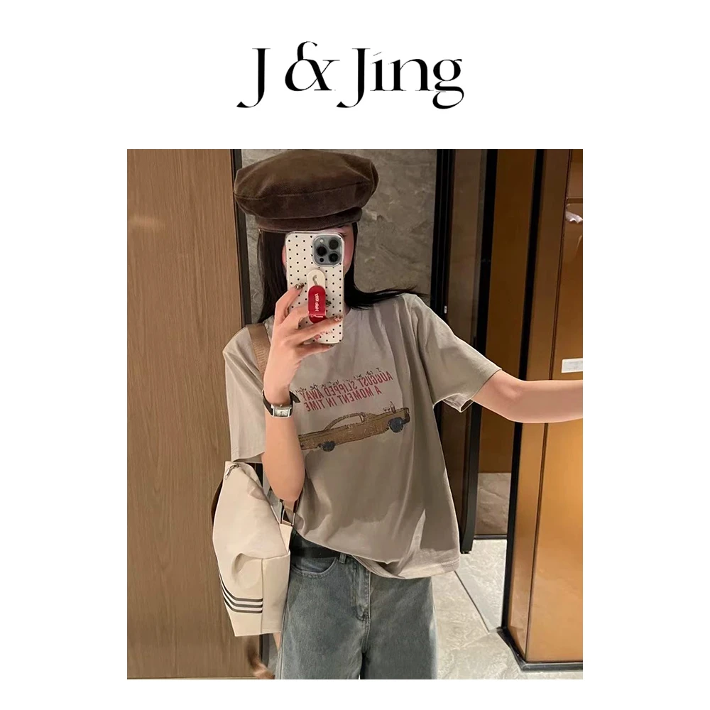 J&Jing-「嗡嗡小汽车~」-夏季可穿!显瘦百搭韩系女士短袖YG26109