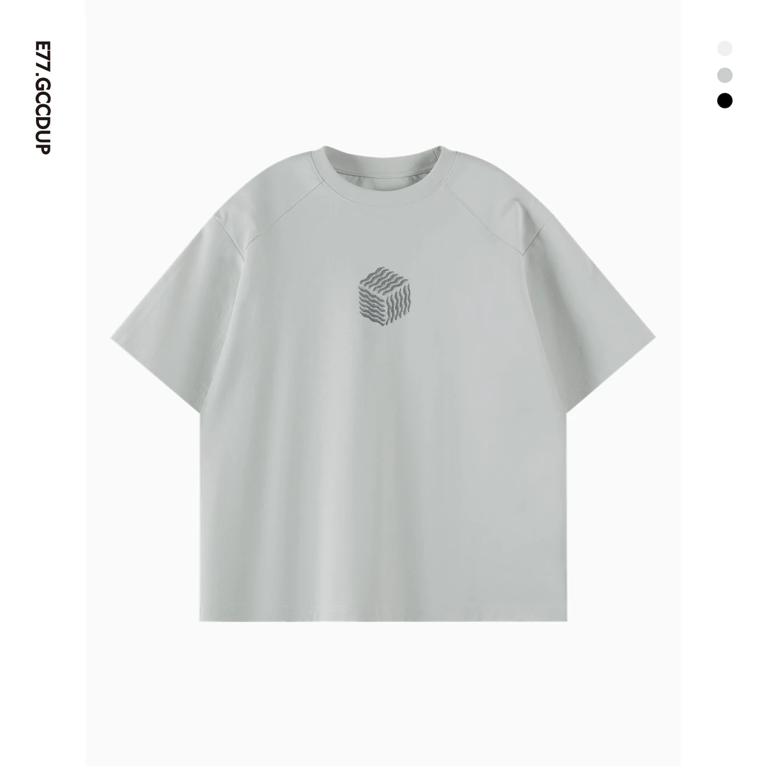 GCCDUPE77夏季魔方休闲百搭潮流短袖圆领时尚高级感男装T恤90359