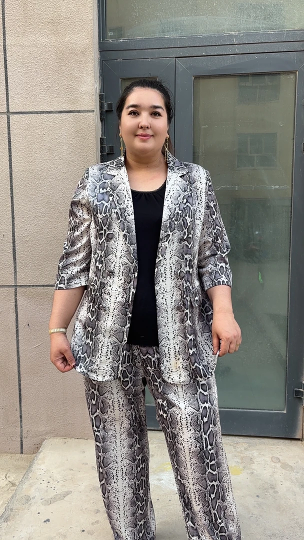 大码女装西装外套裤子两件套宽松西装长裤子