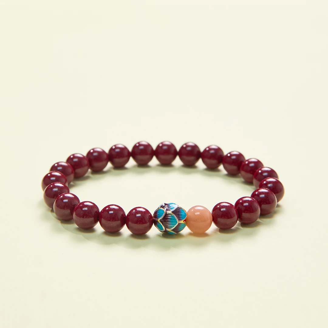 含辰砂工艺品石惑珠宝*朱砂单圈圆珠约8mm手串