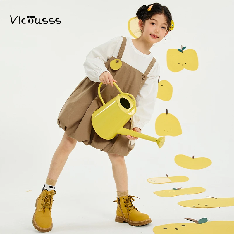 VICIUSSS童装女童印花连衣裙2025春秋新品甜美纯棉裙子洋气百搭仙