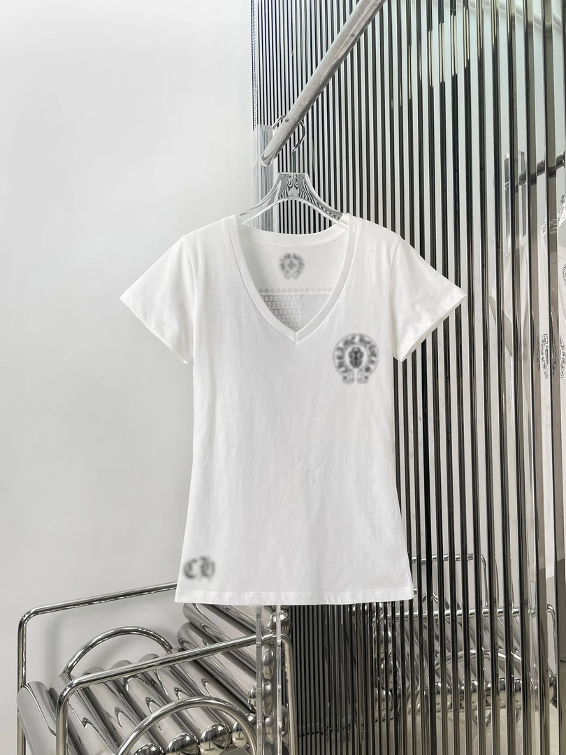 星条旗印花T恤 梵文马蹄印花V领短袖上衣