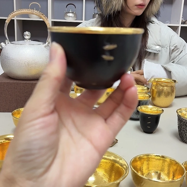 李小鹤铁包金足金2克锔钉杯50毫升