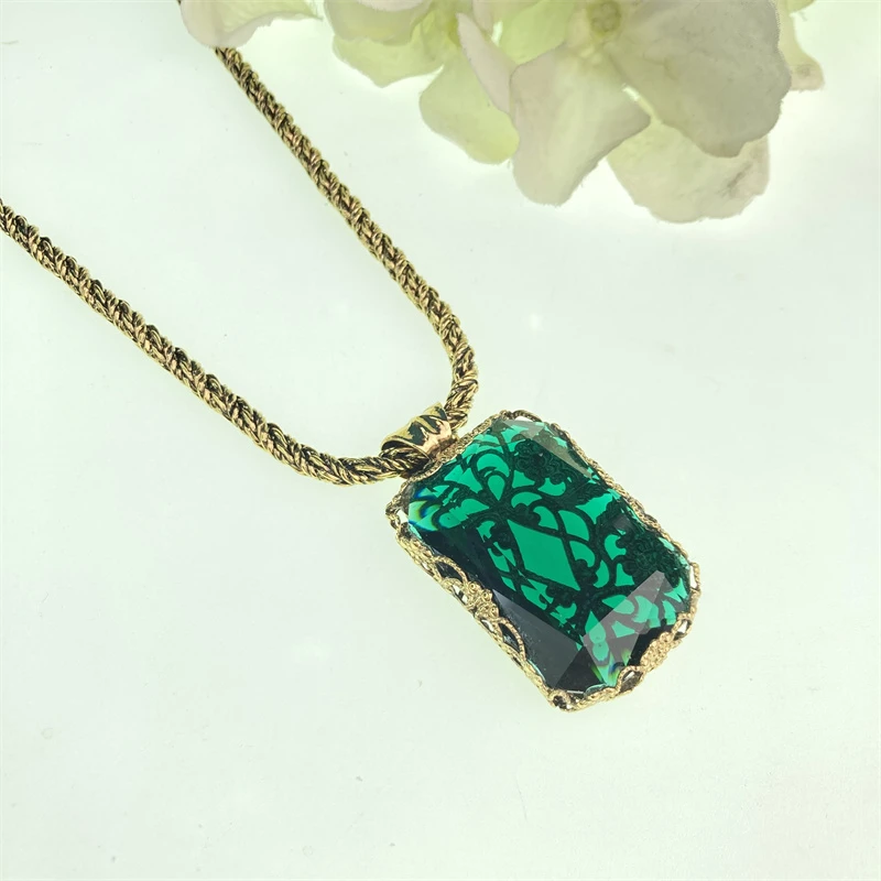 合金项链 草绿波纹项链2-14【20241008-027】