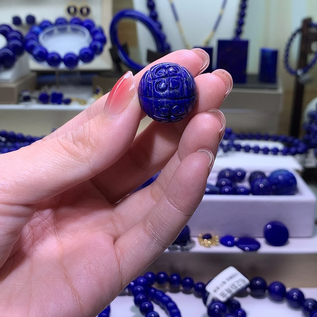 青金石未镶嵌天然原矿回纹珠20m