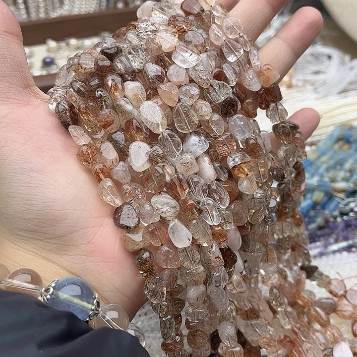 玛瑙/玉髓未镶嵌珠宝半成品一条黑金超七随型