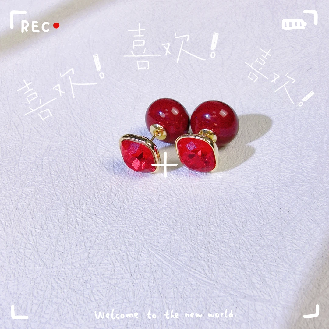 铜合金仿珍珠耳饰 一款多戴方型耳钉时尚气质简约百搭精致甜美