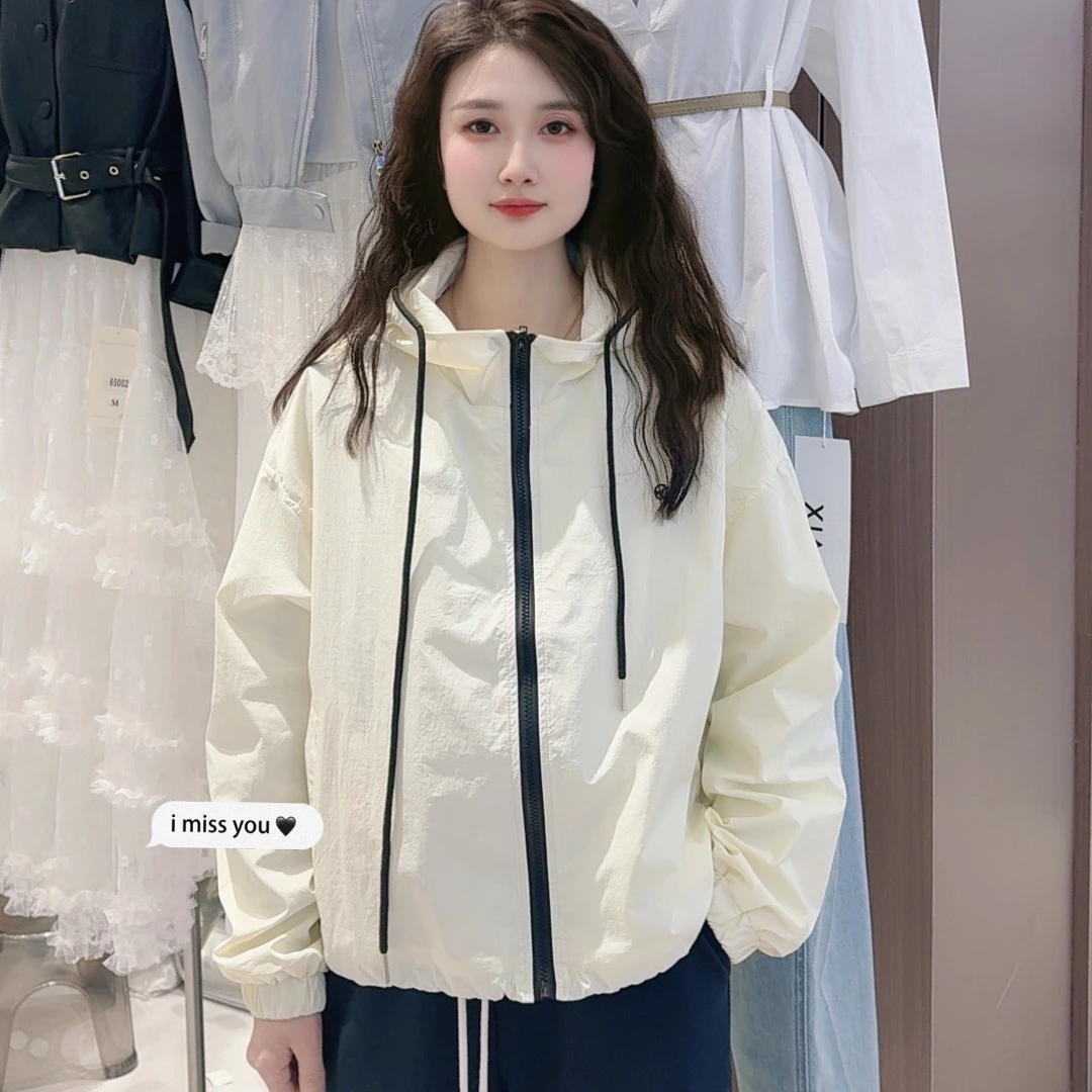 春季连帽抽绳下摆常规款女短外套时尚防晒服外套运动风薄款507