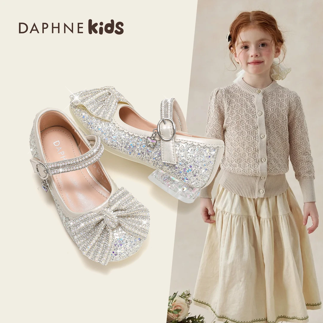 达芙妮Daphne儿童高跟鞋秋季新款女童公主鞋软底礼服鞋子演出鞋