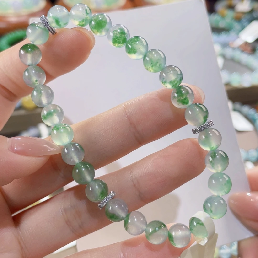 未镶嵌手链翡翠高冰透阳绿花