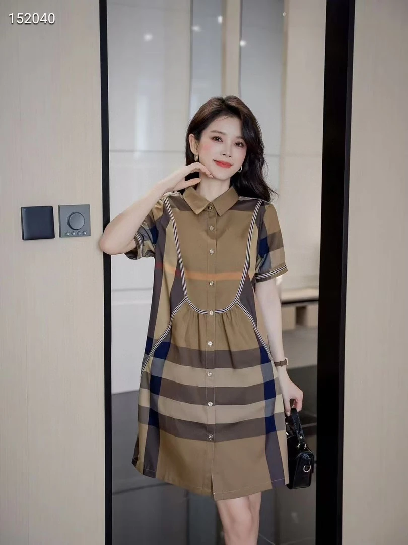 [金曼曼]经典格纹A字裙连衣裙复古时尚休闲显瘦减龄女装175922
