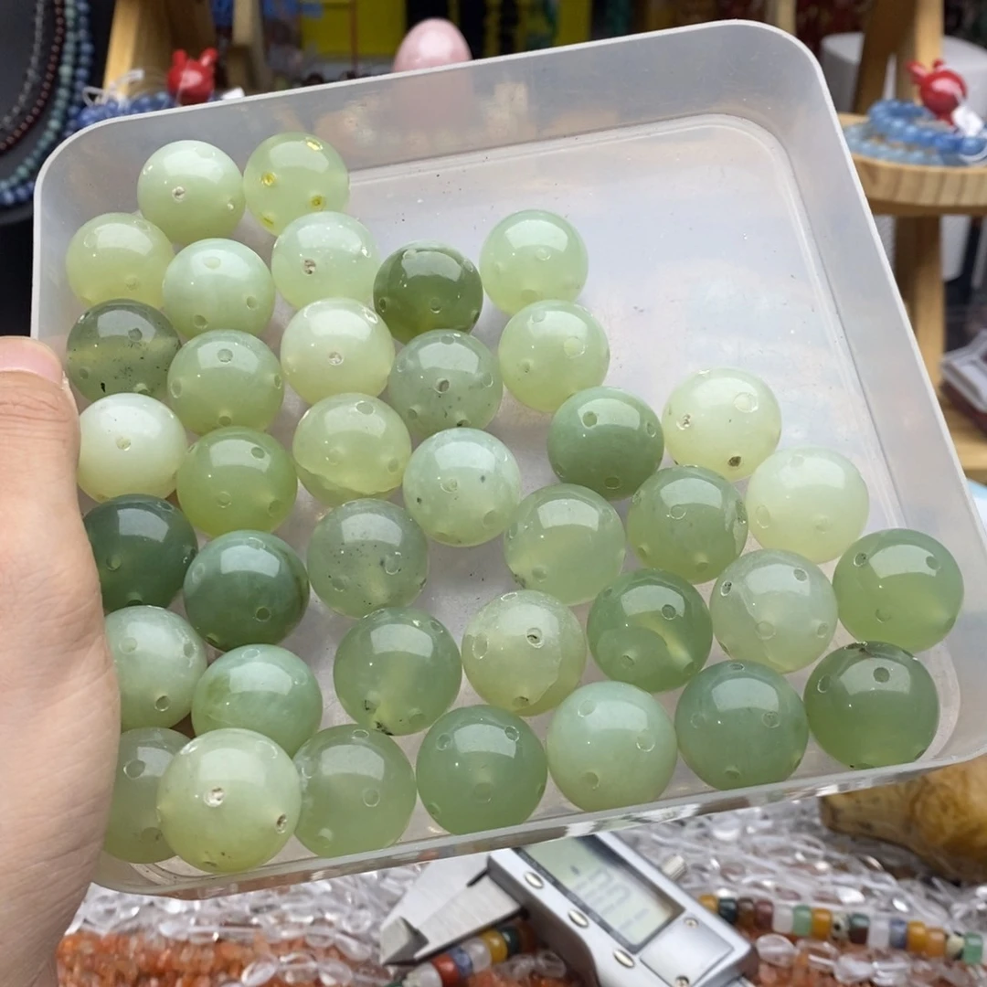 玛瑙/玉髓未镶嵌珠宝半成品四个20mm岫玉圆珠天然X106