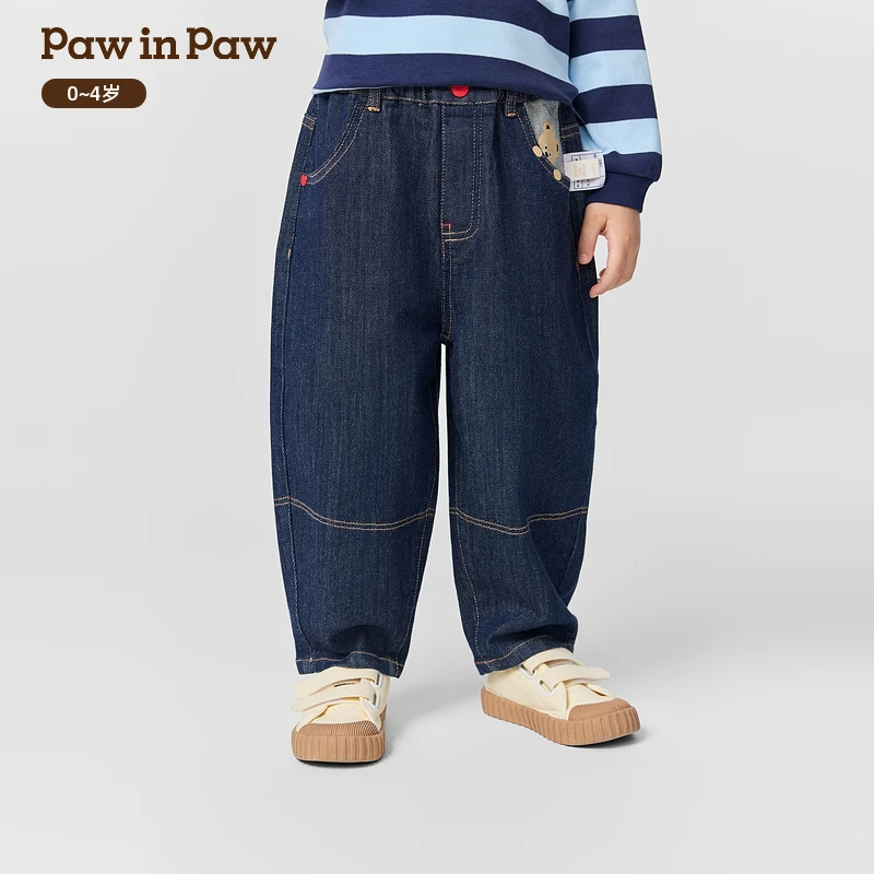 【高色牢度】PawinPaw卡通小熊童装25年秋季新款男宝宝牛仔裤休闲