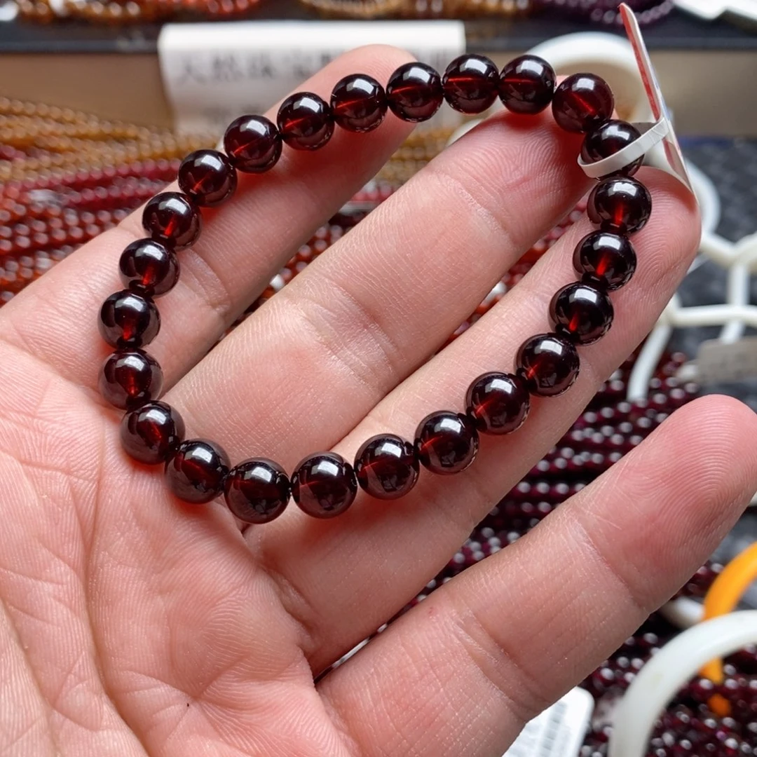 未镶嵌手链石榴石7.9mm酒红色