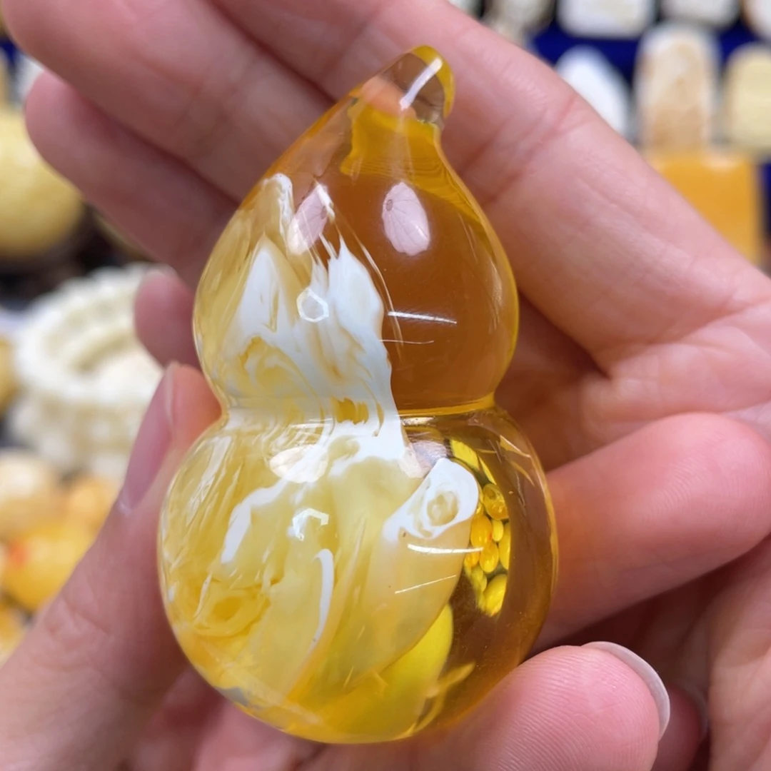 蜜蜡裸石未镶嵌琥珀蜜蜡葫芦吊坠