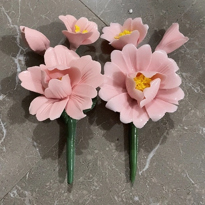 瓷片纯手工陶瓷花摆件瑕