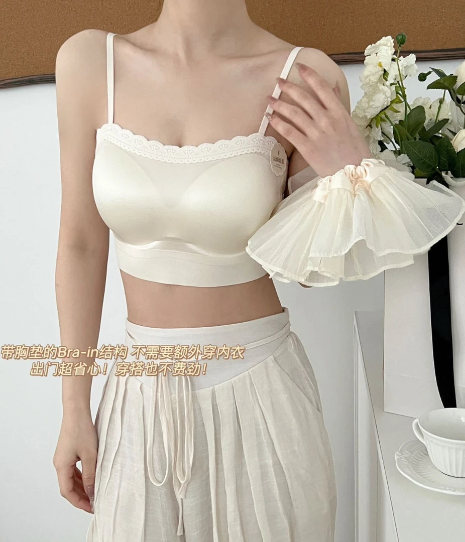 吊带胸垫背心女内搭夏打底防走光裹胸美背一体内衣抹胸上衣