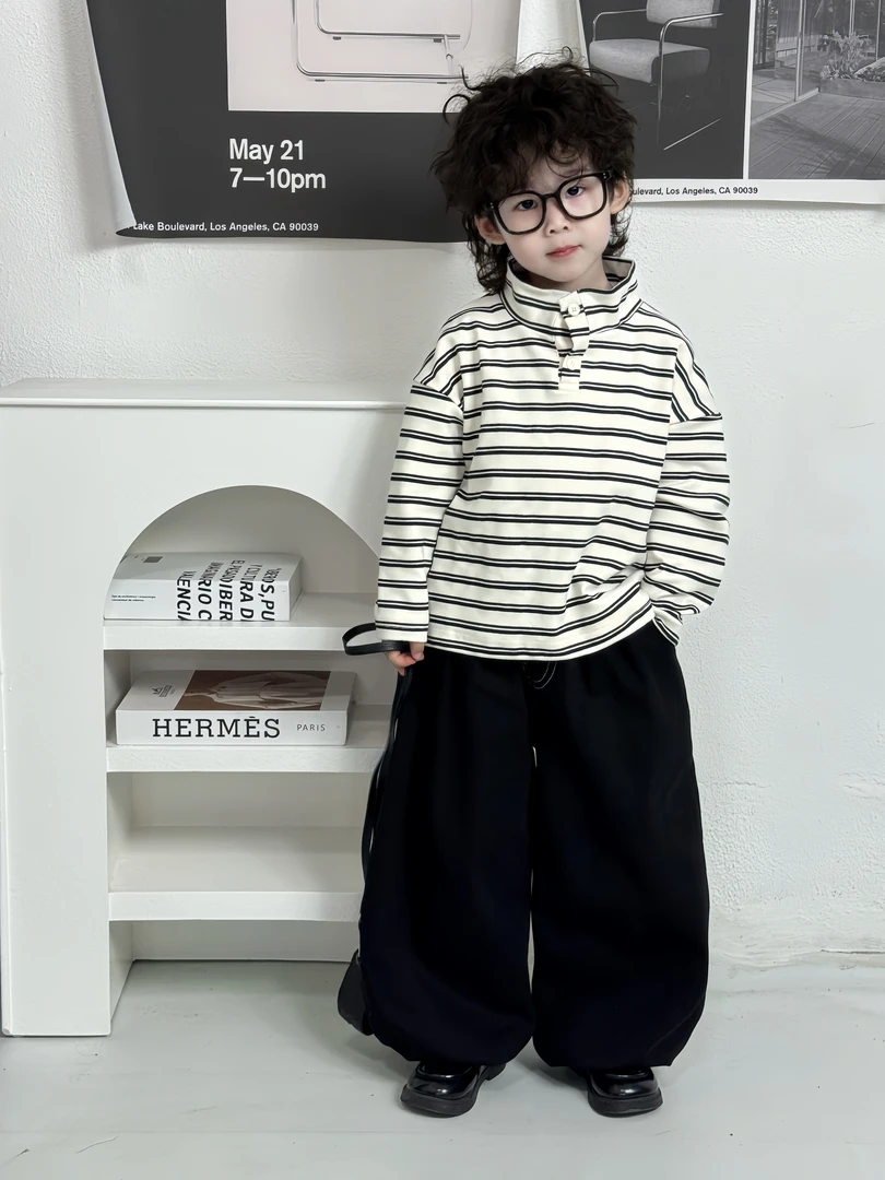 儿童韩版条纹打底2025中小童洋气秋季新款男女童套装高级新品秋冬