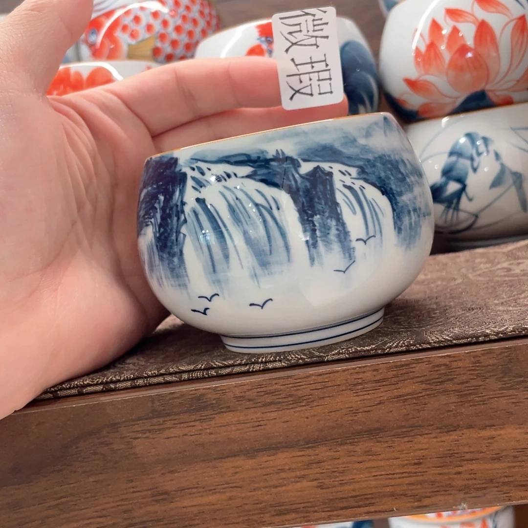 釉下手绘茶具微瑕