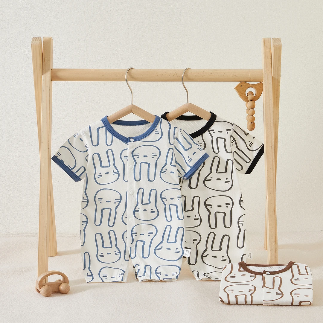 夏季新款婴儿衣服夏款短袖纯棉短袖宝宝新生儿无骨a类连体衣哈衣