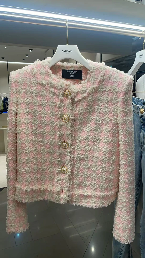 未使用 BALMAIN/巴尔曼 巴尔曼短款长袖夹克外套 粉色女折扣款