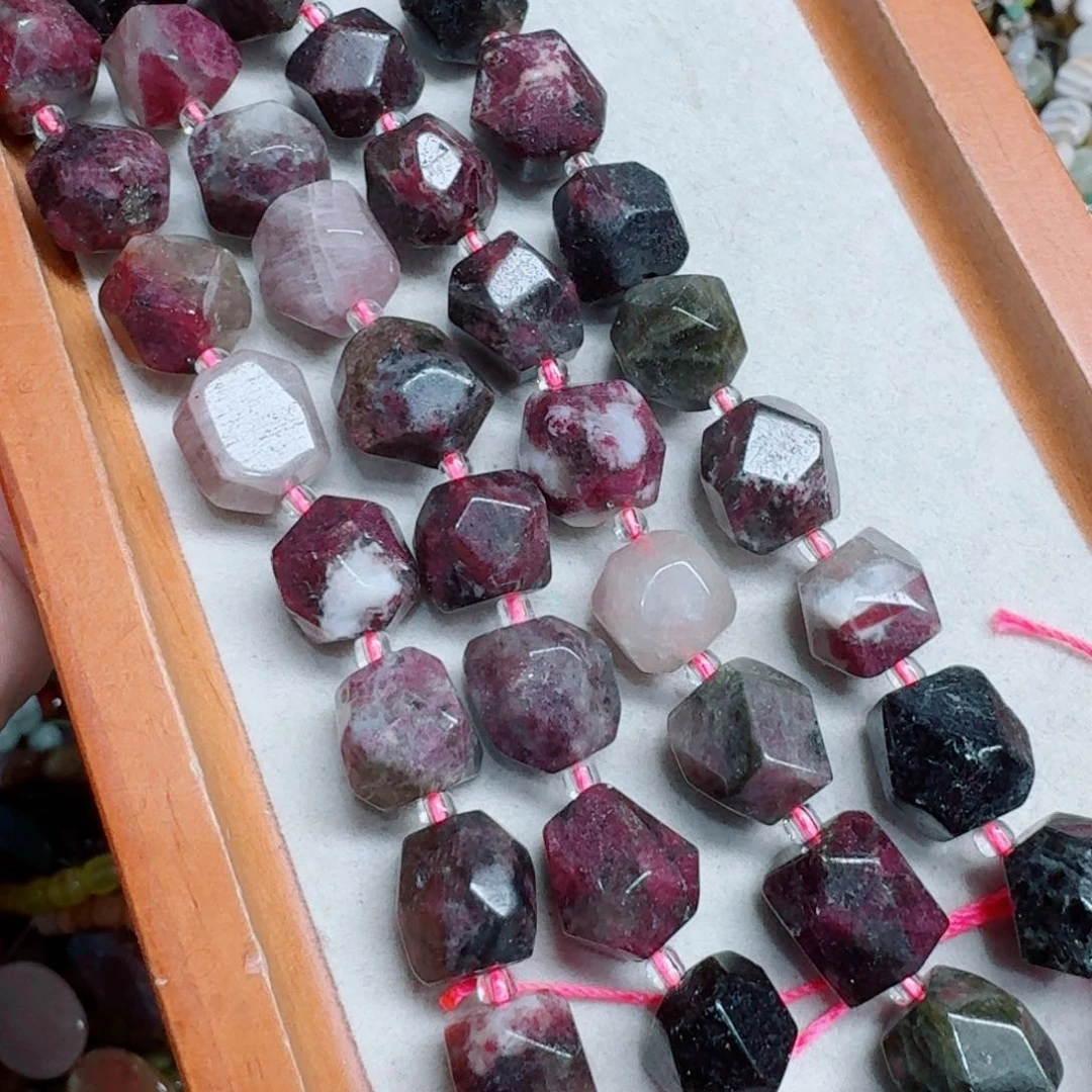 玛瑙/玉髓合金珠宝半成品11切面碧玺一条