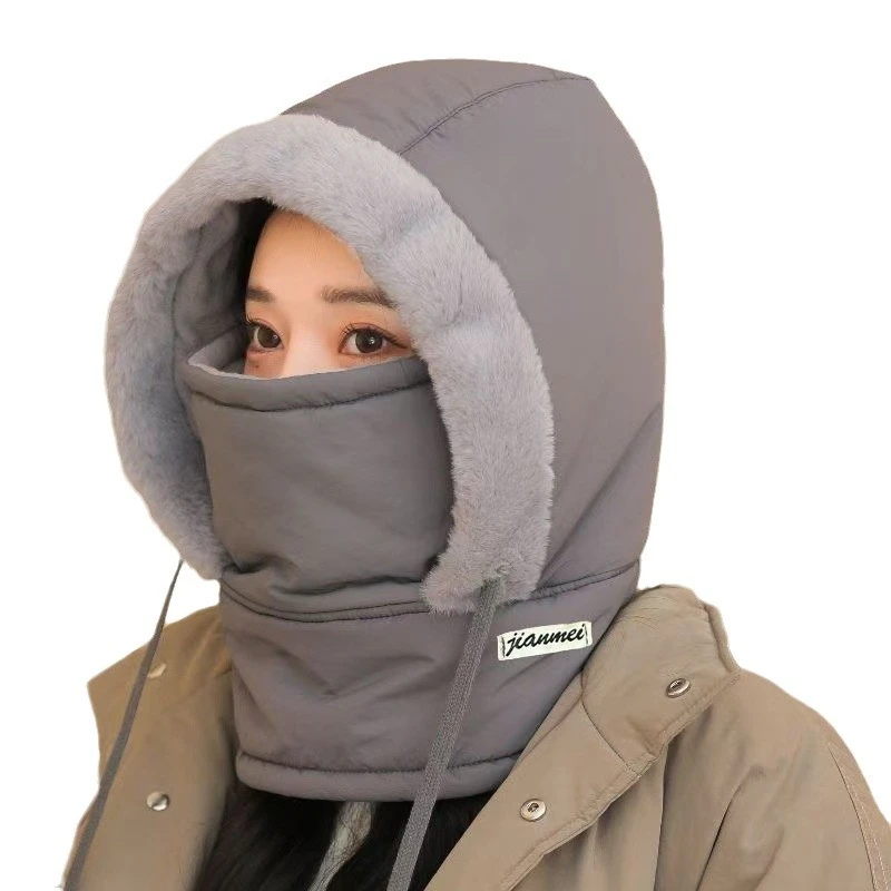 【防寒保暖】一体防风骑行帽冬季新款保暖雷锋帽加绒加厚护耳围脖