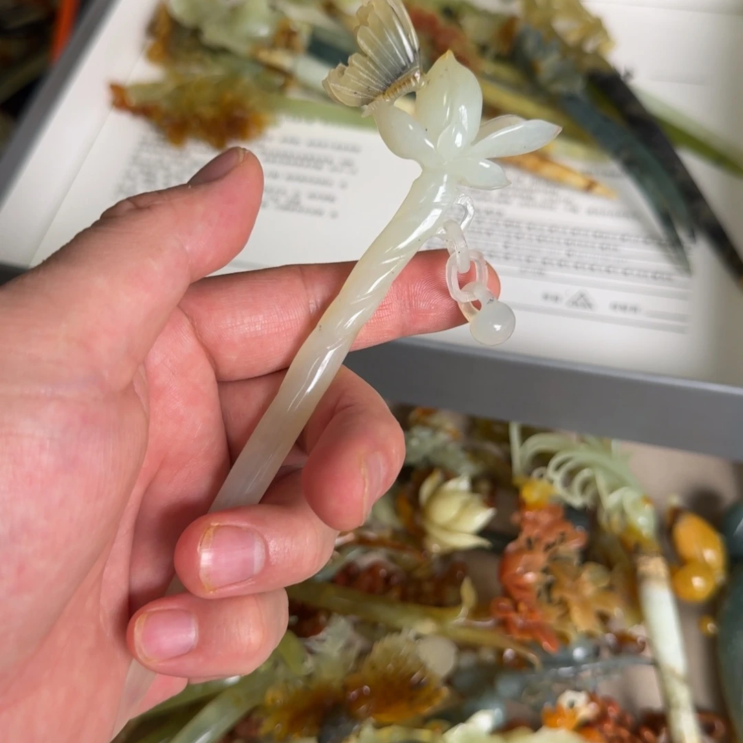 岫玉发饰未镶嵌明君玉簪就是好看