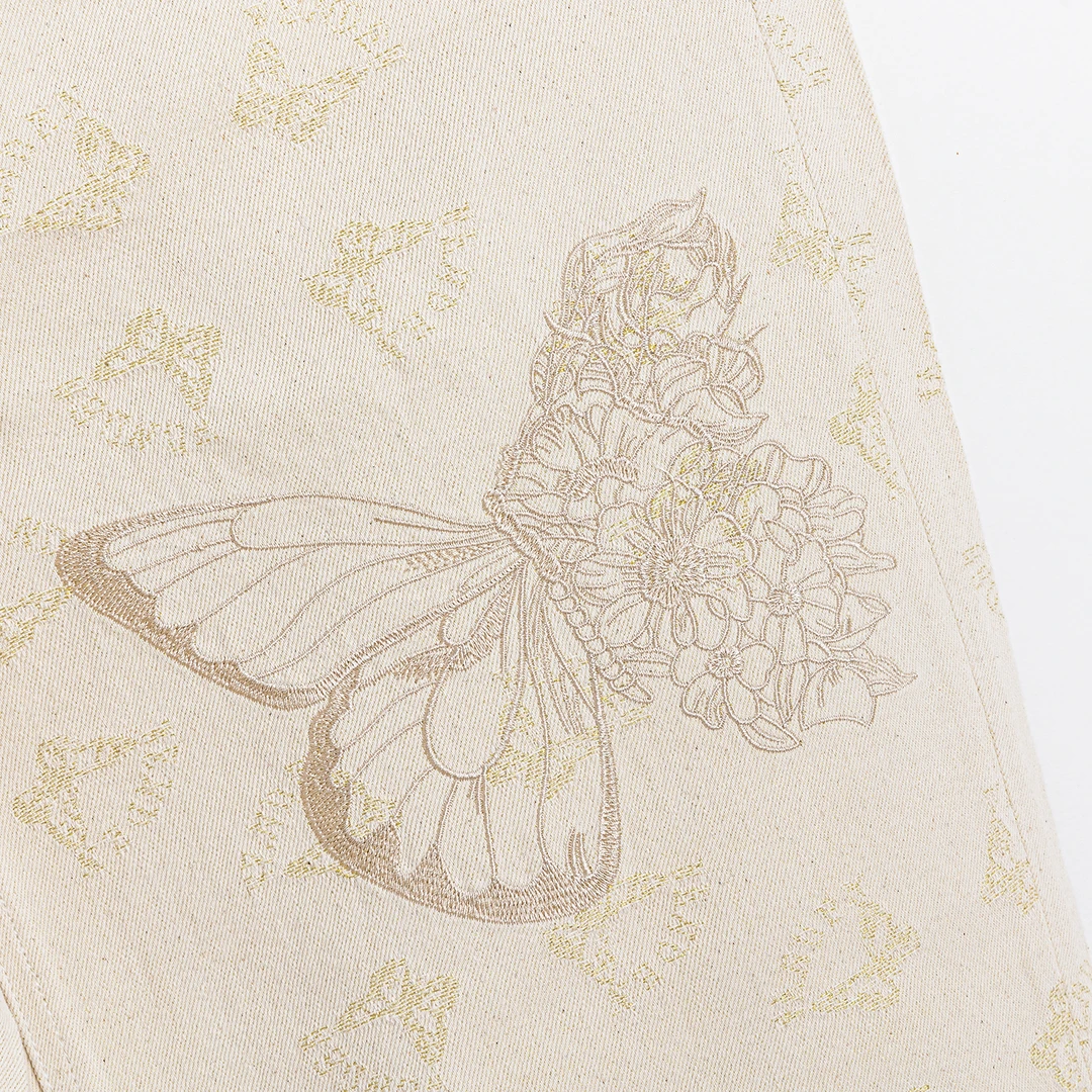 【虹辰】高端时尚栩栩如生轻奢织金绣花气质百搭高级感牛仔裤HC2667