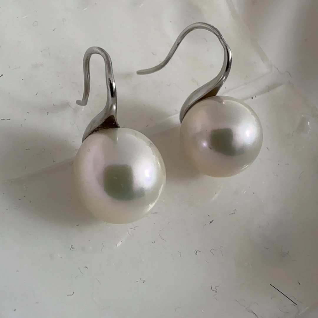 银S925镶嵌耳饰淡水珍珠