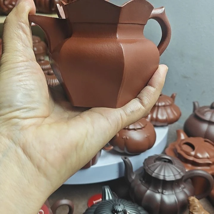 宜兴紫砂壶筋纹器半手工制作赵庄朱泥容量一佰八十CC