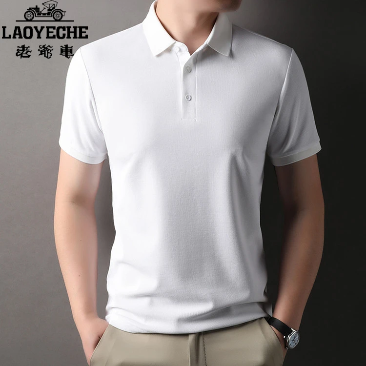 老爷车衬衫男短袖2025夏季新款纯色大码透气中青年翻领港风T恤