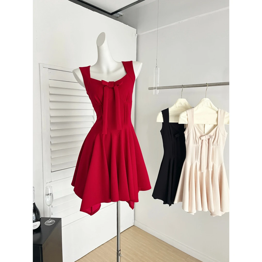 Lazy Didi玫瑰人生 四米裙摆公主裙蝴蝶结千金感无袖收腰连衣裙