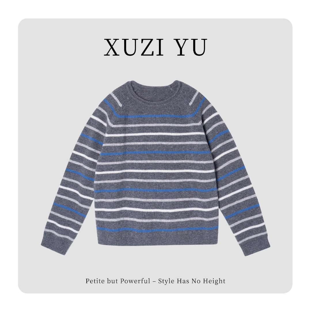 XUZI YU.小个子定制圆领百搭时尚条纹长袖针织毛衣女771-M296-153