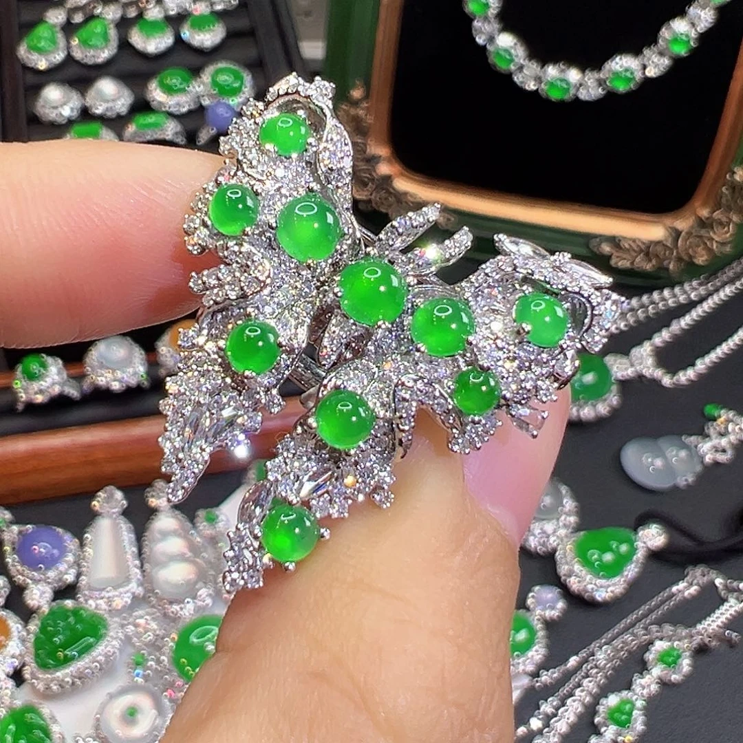 翡翠18K金镶嵌戒指三用款