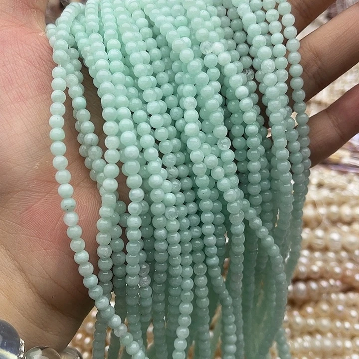 玛瑙/玉髓未镶嵌珠宝半成品2条4mm左右翡翠玉