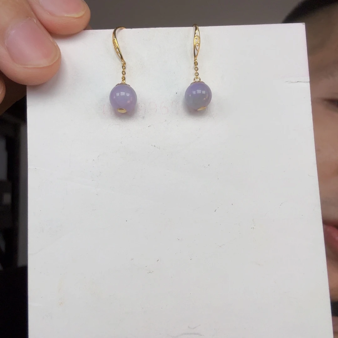 翡翠18K金镶嵌颈饰一对