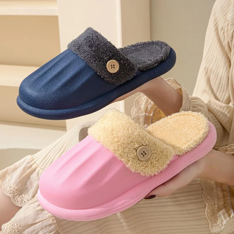 棉拖鞋男秋冬可拆洗防水防滑室内家居家用厚底加绒保暖情侣棉鞋女