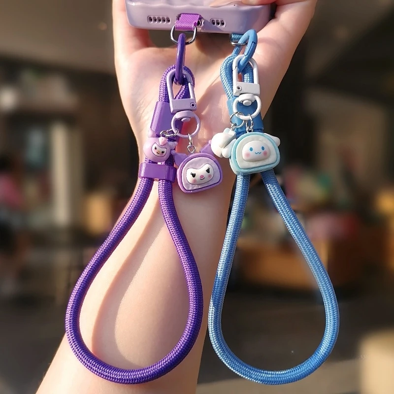 简约时尚短款手机挂绳卡通吊坠创意可调节编织绳结实防丢绳手提绳